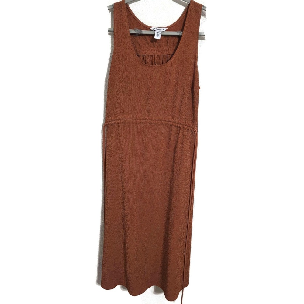 Athleta Dress Womens Medium Brown Sleeveless Midi Belted Swing Tank Casual